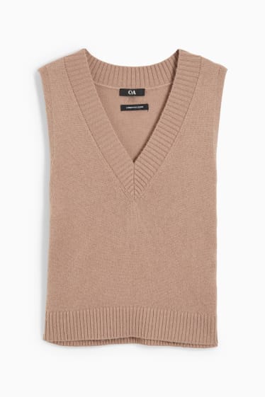 Femmes - Pull sans manches - laine mélangée - beige clair