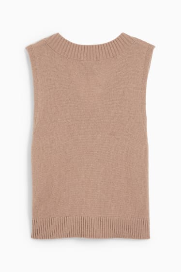 Femmes - Pull sans manches - laine mélangée - beige clair