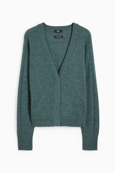 Damen - Strickjacke - Woll-Mix - grün