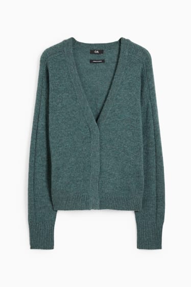 Women - Cardigan - wool blend - green