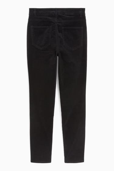 Dámské - Manšestrové kalhoty - high waist - straight fit - černá