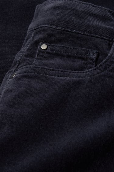 Femmes - Pantalon de velours - high waist - straight fit - bleu foncé