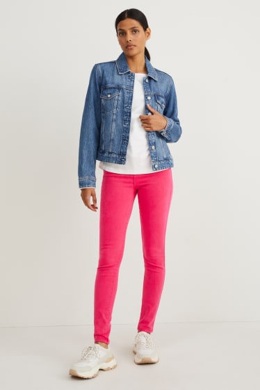 Dámské - Jegging jeans - high waist - tmavě růžová