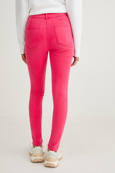 Dámské - Jegging jeans - high waist - tmavě růžová