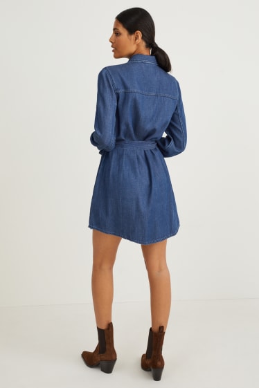 Women - Denim shirt dress - blue denim