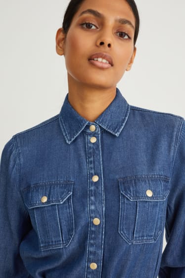 Women - Denim shirt dress - blue denim