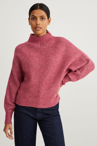 Kobiety - Sweter ze stójką - bordowy