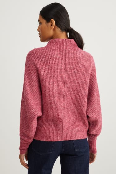 Damen - Pullover mit Stehkragen - bordeaux