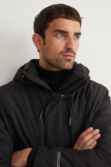 Herren - Regenjacke mit Kapuze - wasserdicht - schwarz