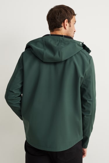 Herren - Softshelljacke mit Kapuze - wasserabweisend - 4 Way Stretch - grün