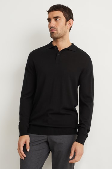 Herren - Merino-Pullover - schwarz
