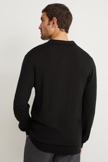 Herren - Merino-Pullover - schwarz