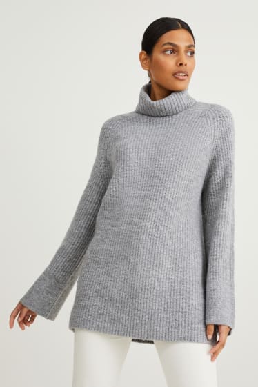 Femmes - Pullover à col roulé - gris