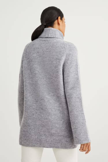 Damen - Rollkragenpullover - grau