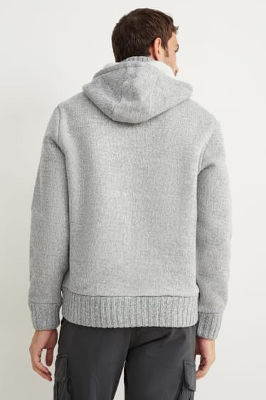 Uomo - Cardigan con cappuccio - grigio chiaro melange