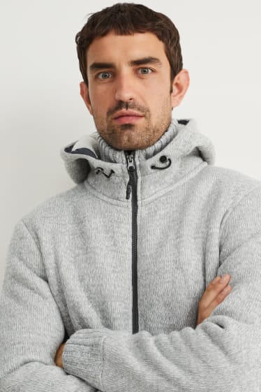 Uomo - Cardigan con cappuccio - grigio chiaro melange