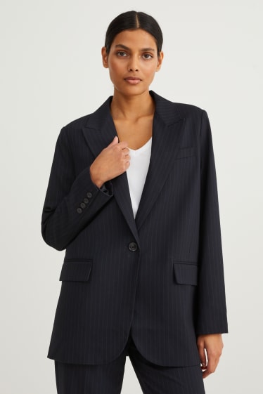 Damen - Oversized-Blazer - Nadelstreifen - dunkelblau