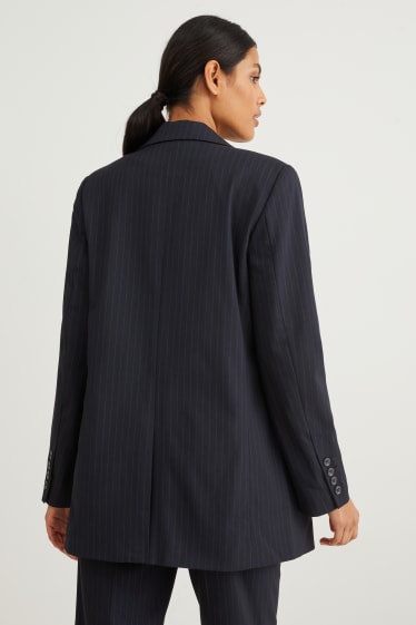 Dames - Oversized blazer - krijtstrepen - donkerblauw