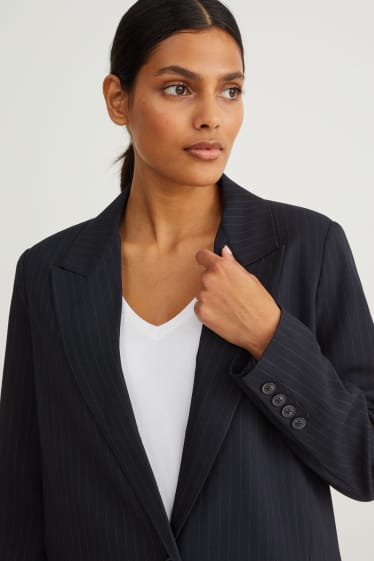 Dames - Oversized blazer - krijtstrepen - donkerblauw