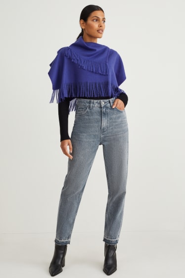 Damen - Crop Poncho - lila