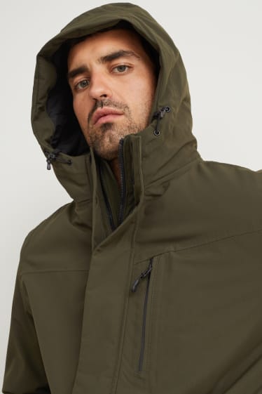 Hommes - Manteau de pluie à capuche - imperméable - kaki