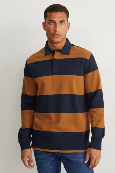 Herren - Poloshirt - gestreift - havanna