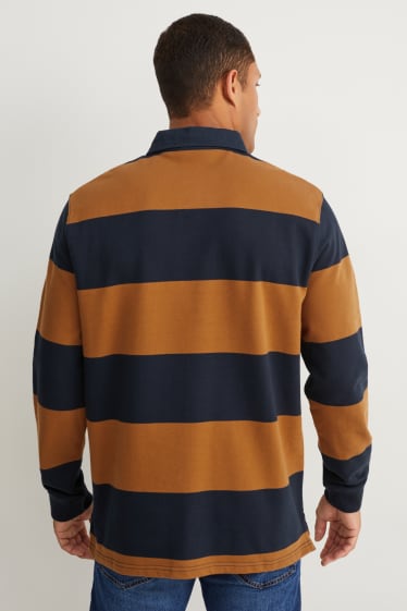 Herren - Poloshirt - gestreift - havanna