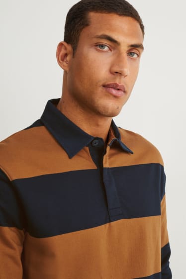 Herren - Poloshirt - gestreift - havanna