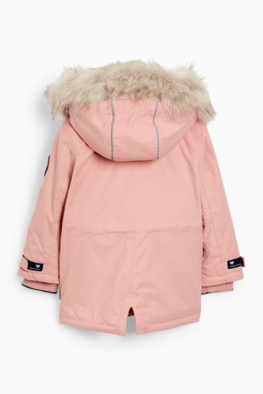 Kinder - Jacke mit Kapuze und Kunstfellbesatz - wasserdicht - rosa
