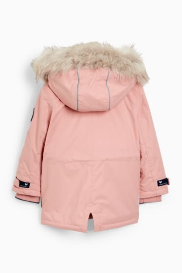 Kinder Mädchen - Jacke mit Kapuze und Kunstfellbesatz - wasserdicht - rosa