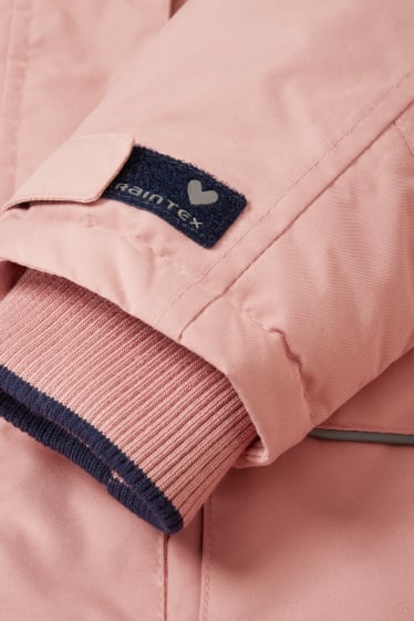 Copii - Jachetă cu glugă și aplicații din blană artificială - roz