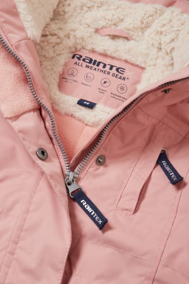Kinder - Jacke mit Kapuze und Kunstfellbesatz - wasserdicht - rosa