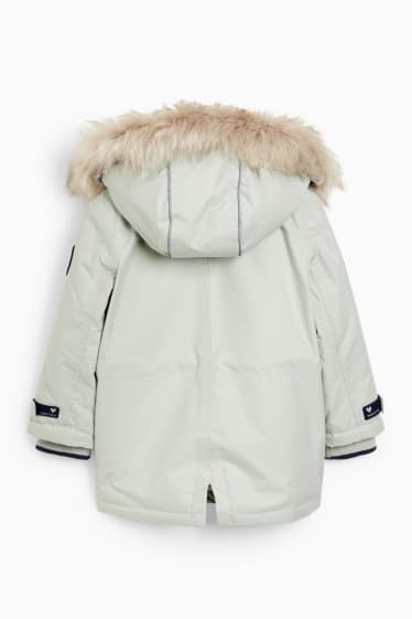 Children - Jacket with hood and faux fur trim - mint green