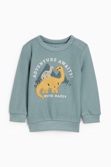 Bébés garçons - Dinosaures - sweat bébé - bleu pétrole