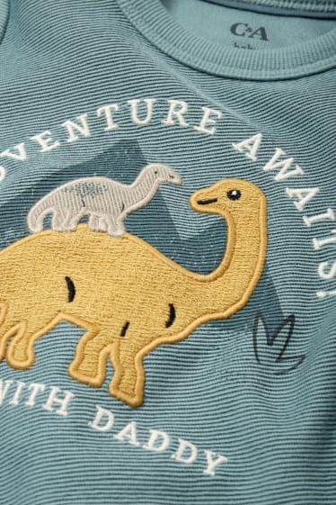 Bébés garçons - Dinosaures - sweat bébé - bleu pétrole