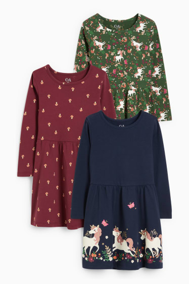 Nena - Paquet de 3 - unicorn - vestit - blau fosc