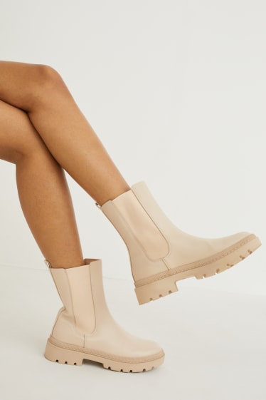 Women - Boots - faux leather - beige