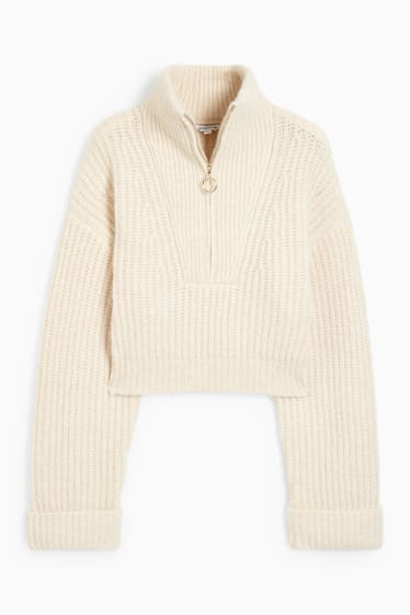 Dona - CLOCKHOUSE - jersei crop - blanc trencat