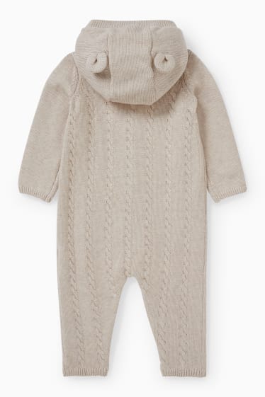 Bébés filles - Combinaison bébé en maille - motif tressé - beige clair