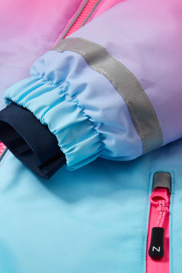 Kinder Mädchen - Skianzug mit Kapuze - wasserdicht - neon-pink