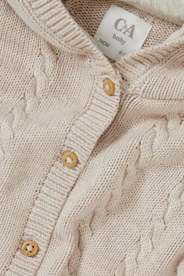 Bébés filles - Combinaison bébé en maille - motif tressé - beige clair