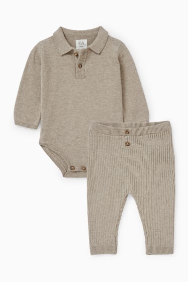 Baby: jongens - Baby-outfit - 2-delig - lichtbruin