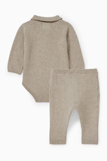 Baby: jongens - Baby-outfit - 2-delig - lichtbruin