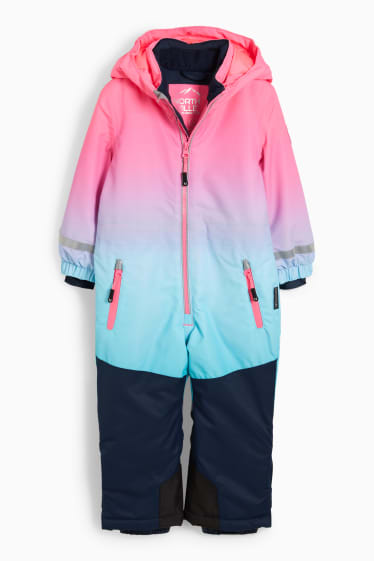 Kinder Mädchen - Skianzug mit Kapuze - wasserdicht - neon-pink