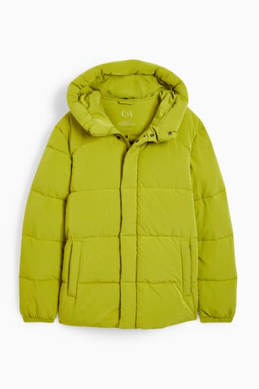 Men - Quilted jacket with hood - light green