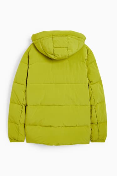 Men - Quilted jacket with hood - light green