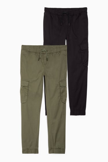 Enfants garçons - Lot de 2 - pantalons chaud style cargo - kaki