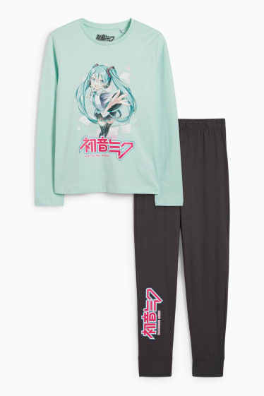 Niños - Hatsune Miku - pijama - 2 piezas - verde menta