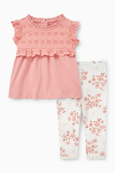 Babys - Baby-outfit - 2-delig - gebloemd - roze