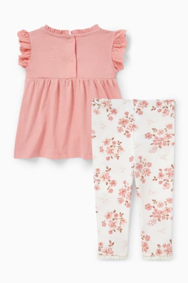 Babys - Baby-outfit - 2-delig - gebloemd - roze